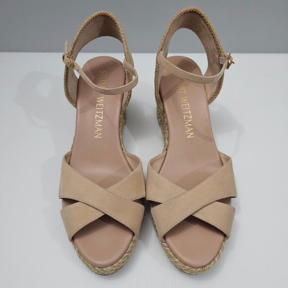 NEW Stuart Weitzman Mirela II Sandal Espadrille Wedge Adobe Tan Suede Size 11 - Picture 4 of 14